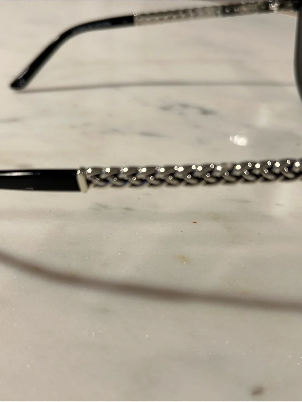 Brighton Interlok Woven Black Round Sunglasses with floral case